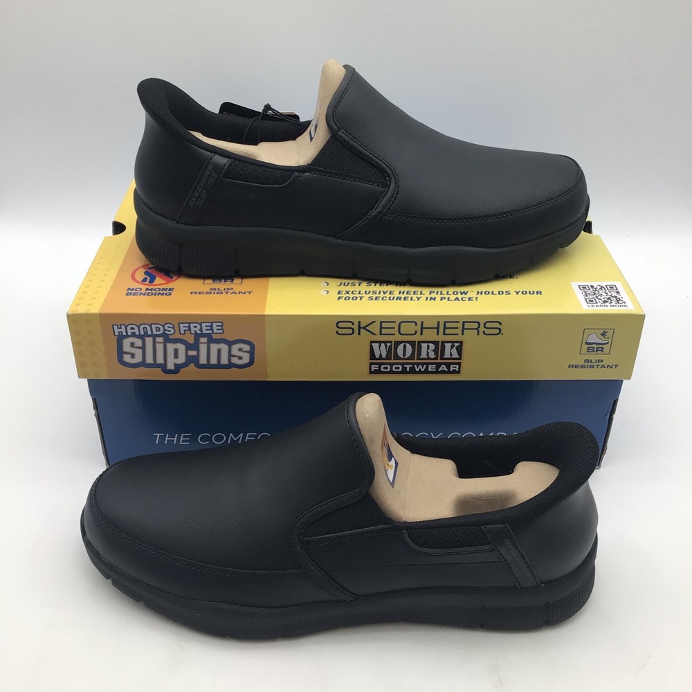 Skechers Work Slip-ins Nampa Broxtin Black Mens Size 11.5 200304 NEW